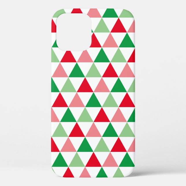 Modern Red Green Christmas Geometric Pattern Case-Mate iPhone Case (Back)