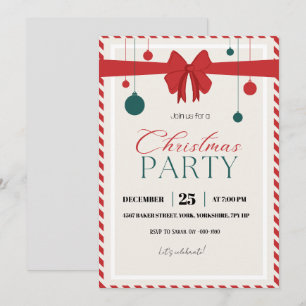 Modern Red Green Christmas Party   Invitation