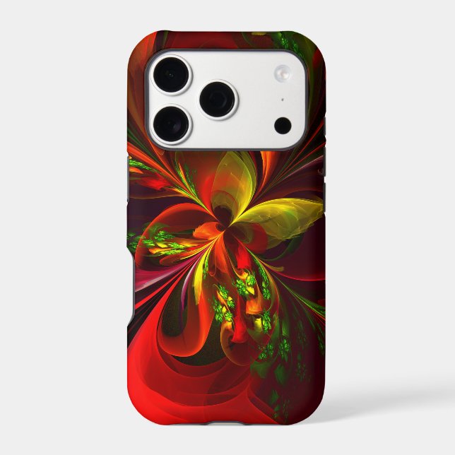 Modern Red Green Floral Abstract Art Pattern #05 (Back)