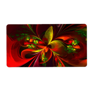 Modern Red Green Floral Abstract Art Pattern #05