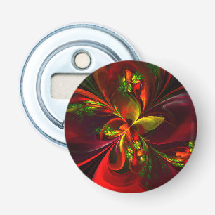 Modern Red Green Floral Abstract Art Pattern #05 Bottle Opener