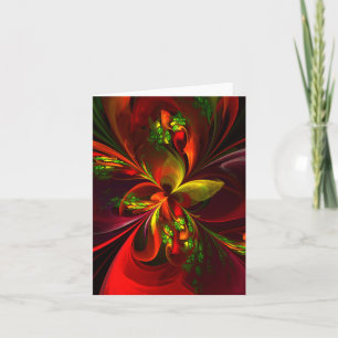 Modern Red Green Floral Abstract Art Pattern #05 Card