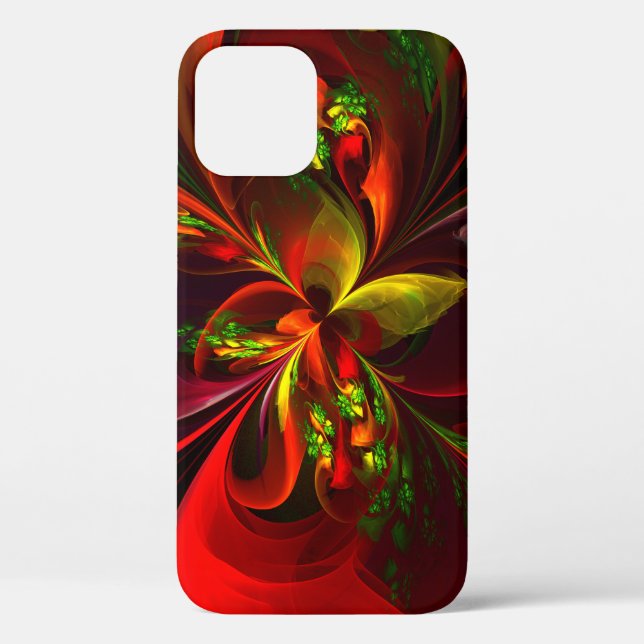 Modern Red Green Floral Abstract Art Pattern #05 Case-Mate iPhone Case (Back)
