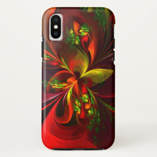Modern Red Green Floral Abstract Art Pattern #05 iPhone X Case