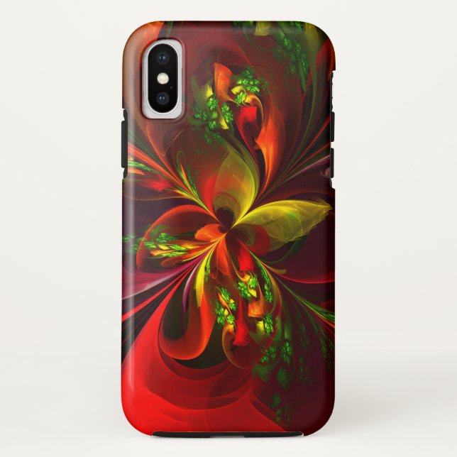 Modern Red Green Floral Abstract Art Pattern #05 Case-Mate iPhone Case (Back)