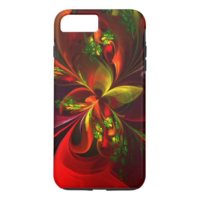 Modern Red Green Floral Abstract Art Pattern #05 Case-Mate iPhone Case (Back)