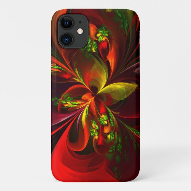 Modern Red Green Floral Abstract Art Pattern #05 Case-Mate iPhone Case (Back)