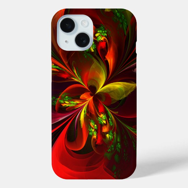 Modern Red Green Floral Abstract Art Pattern #05 Case-Mate iPhone Case (Back)