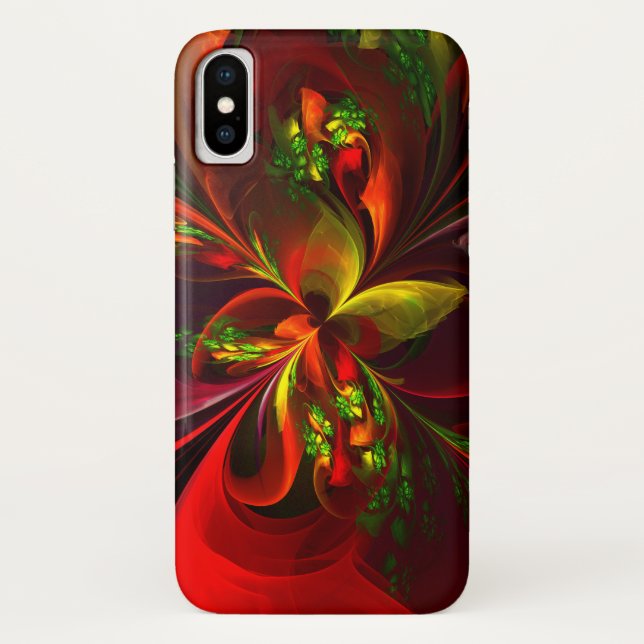 Modern Red Green Floral Abstract Art Pattern #05 Case-Mate iPhone Case (Back)