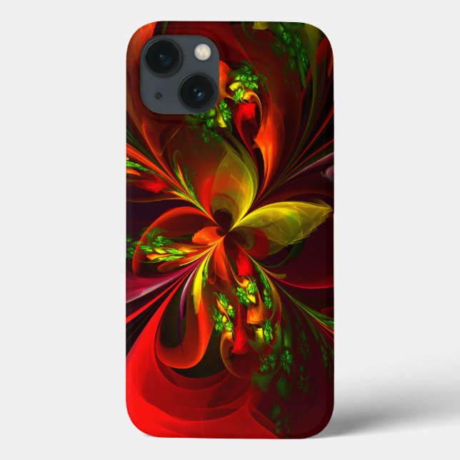Modern Red Green Floral Abstract Art Pattern #05 Case-Mate iPhone Case (Back)