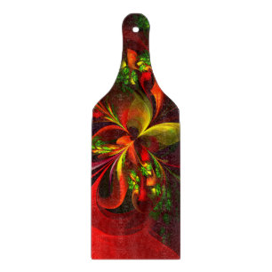 Modern Red Green Floral Abstract Art Pattern #05 Cutting Board