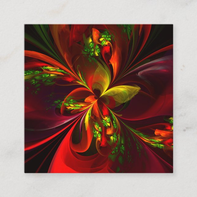 Modern Red Green Floral Abstract Art Pattern #05 Enclosure Card (Front)