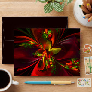 Modern Red Green Floral Abstract Art Pattern #05 Envelope