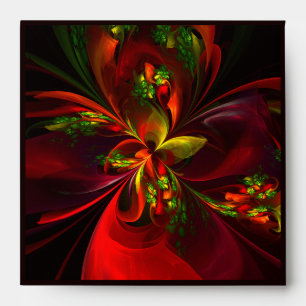 Modern Red Green Floral Abstract Art Pattern #05 Envelope