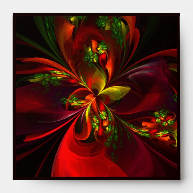 Modern Red Green Floral Abstract Art Pattern #05 Envelope (Front)