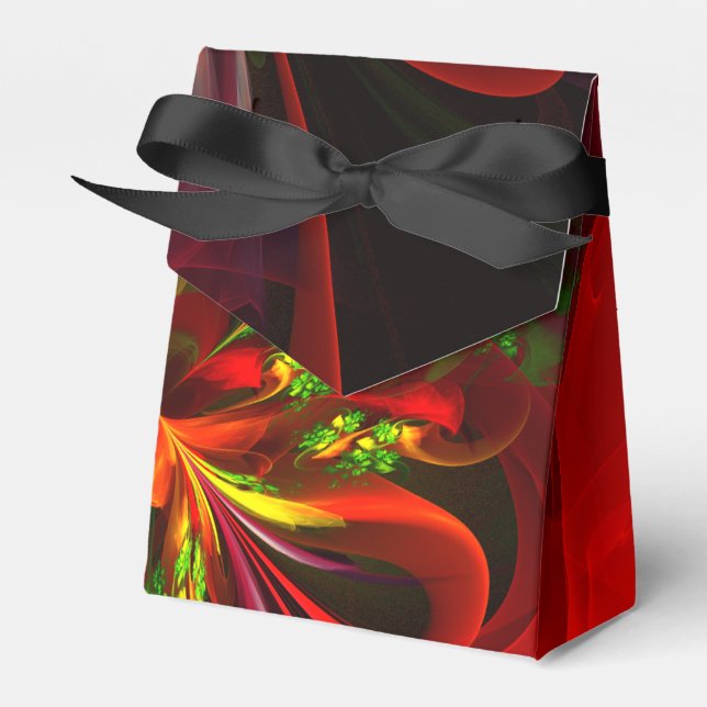 Modern Red Green Floral Abstract Art Pattern #05 Favour Box (Front Side)