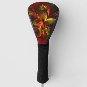 Modern Red Green Floral Abstract Art Pattern #05 Golf Head Cover