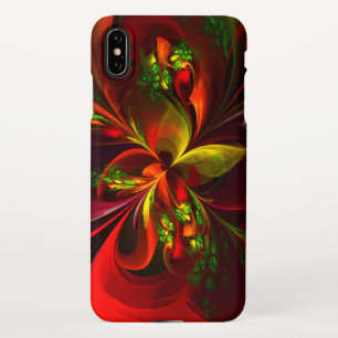 Modern Red Green Floral Abstract Art Pattern #05 iPhone XS Max Case