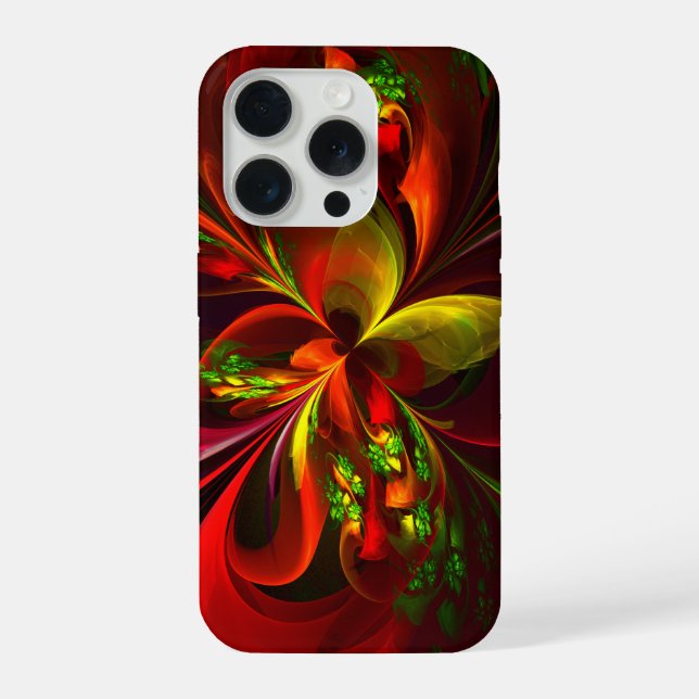 Modern Red Green Floral Abstract Art Pattern #05 iPhone Case (Back)