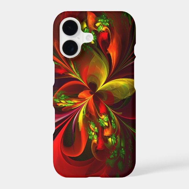 Modern Red Green Floral Abstract Art Pattern #05 iPhone Case (Back)