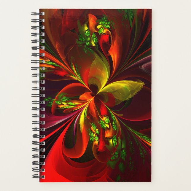 Modern Red Green Floral Abstract Art Pattern #05 Planner (Front)