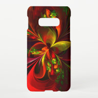 Modern Red Green Floral Abstract Art Pattern #05