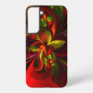 Modern Red Green Floral Abstract Art Pattern #05 Samsung Galaxy Case