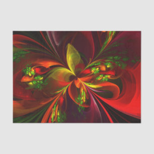 Modern Red Green Floral Abstract Art Pattern #05 Tissue Paper