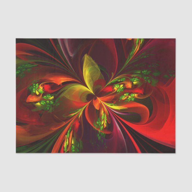 Modern Red Green Floral Abstract Art Pattern #05 Tissue Paper (Front)