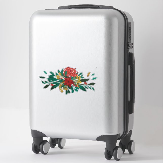 Modern Red Green & Gold Christmas Floral (Suitcase)