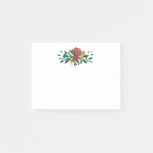 Modern Red Green & Gold Christmas Floral Post-it Notes