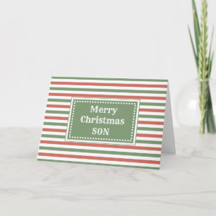 Modern Red Green Son Merry Christmas Card