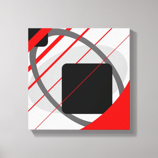 Modern Red Grey Black Off-White - Wrapped Canvas (Front)