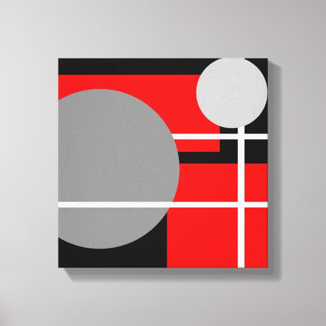 Modern Red Grey Black White - Wrapped Canvas (Front)