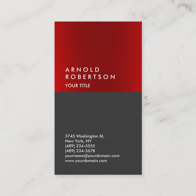 Modern Red Grey Cool Professional Business Card (Front)