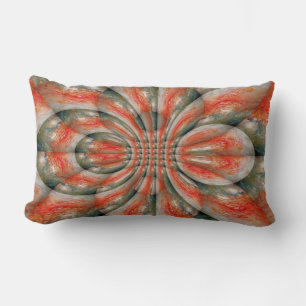 Modern Red Grey Green Soft Pastel Colour Abstract Lumbar Cushion