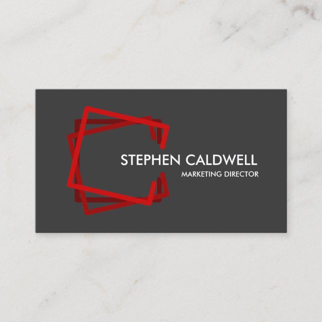 Modern Red Grey Professional Business Card (Front)