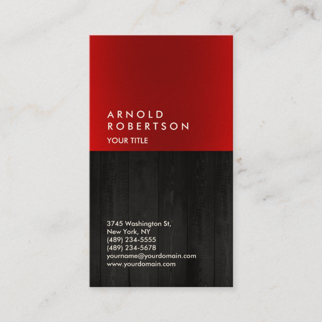 Modern Red Grey Professional Minimalist Business Card (Front)