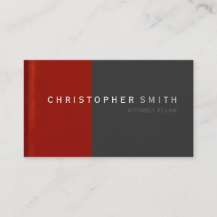 Modern Red Grey Simple Plain Business Card