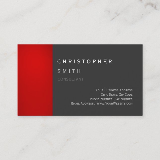 Modern Red Grey Unique Standard Business Card (Front)