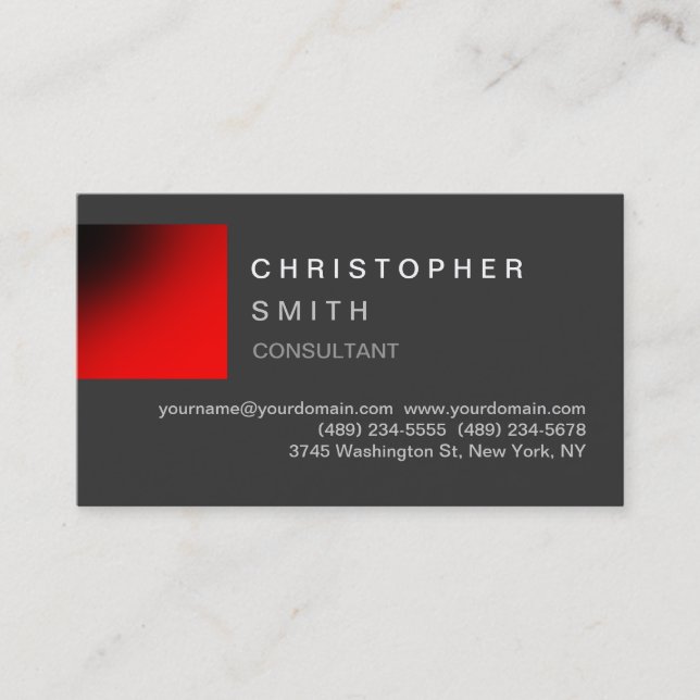 Modern Red Grey Unique Standard Business Card (Front)
