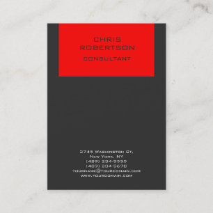 Modern Red Grey Vertical Standard Business Card