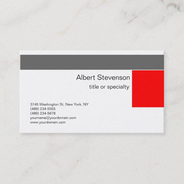 Modern Red Grey White Consultant Business Card (Front)
