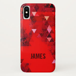 Modern Red Grunge Abstract with Your Name iPhone X Case