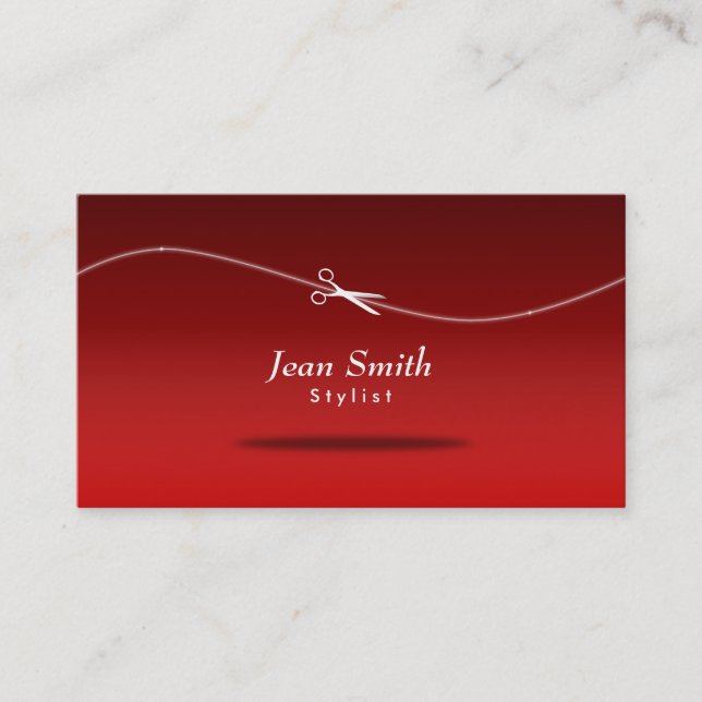Modern Red Hair Stylist Business Card (Front)