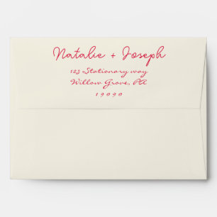 Modern Red Hand-Written calligraphy Retro Wedding  Envelope