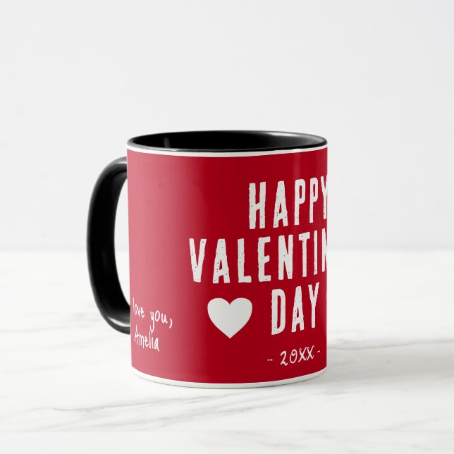 Modern Red Happy Valentine's Day Boyfriend Mug (Front Left)