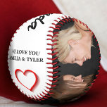 Modern Red Heart 2 Photo Collage Softball<br><div class="desc">Modern Red Heart 2 Photo Collage Softball for her. Personalise it with 2 photos and names. The text is a trendy black and red typography. You can change any text on the softball or erase it. Great as a gift for mother,  daughter or wife.</div>