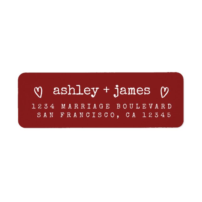 Modern Red Heart Couple Return Address (Front)