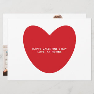Modern red heart custom text photo Valentine's Day Card